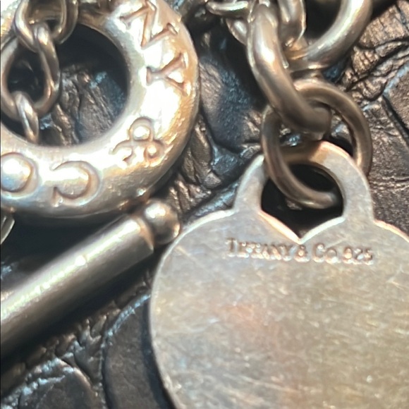 Tiffany & CO. Silver Chunky Chain Necklace with Heart and Circular Charms - Picture 2 of 3